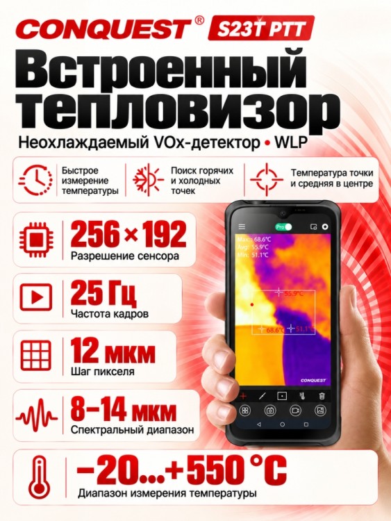 Смартфон Conquest S23T PTT (16+512GB)